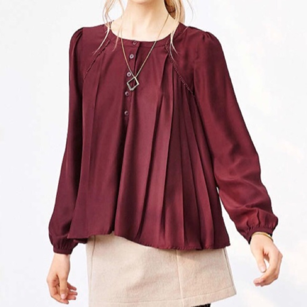 Alice & UO Gillie Long sleeve blouse Burgundy Sz M